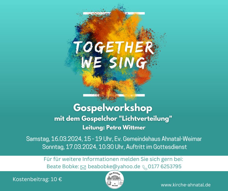 2024-Workshop Gospelchor Ahnatal-Weimar Türkis Facebook-Beitrag