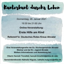 Einladung zur Online-Veranstaltung: "Erste Hilfe am Kind" am 28.01.2021